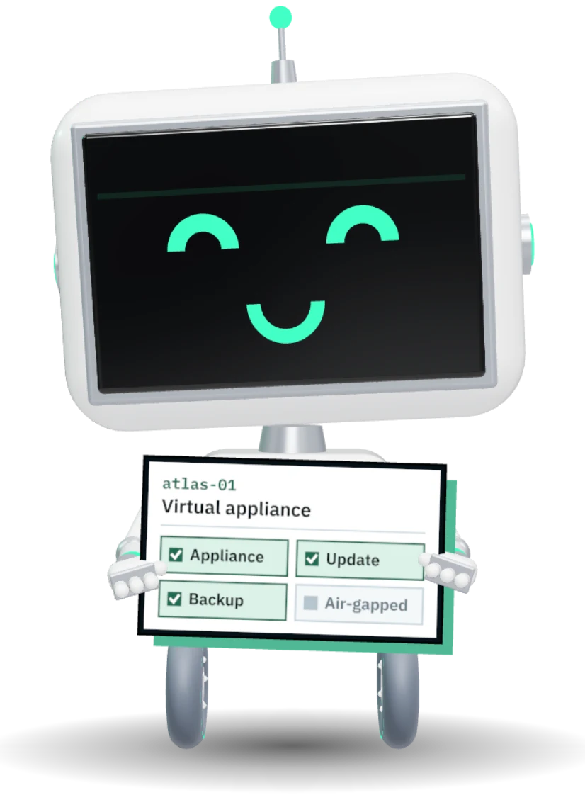 The ATLAS robot holding atlas-01 · Virtual appliance
