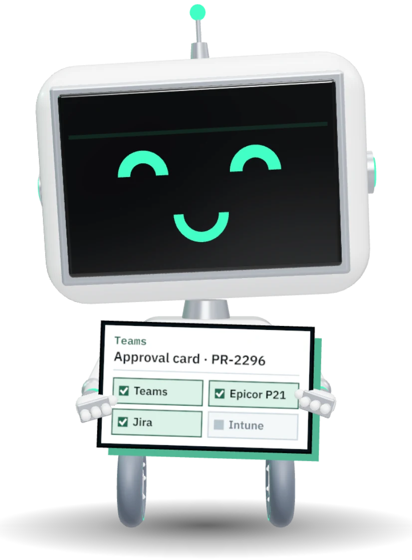 The ATLAS robot holding Approval card · PR-2296